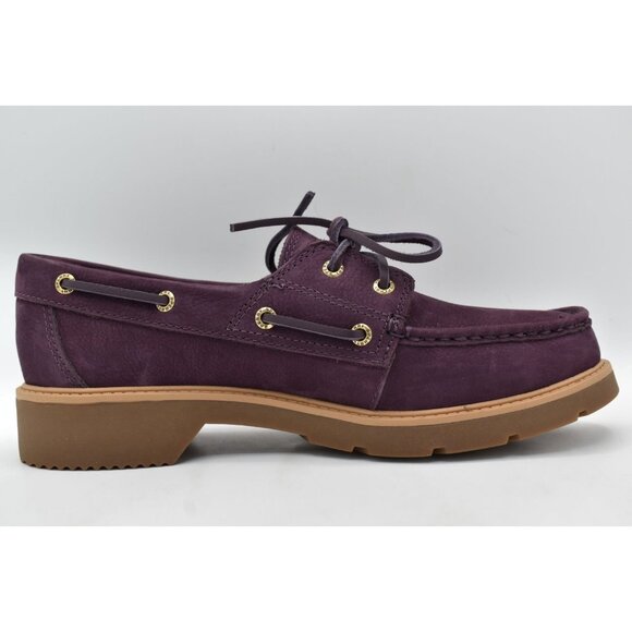 Sperry Womens Size 10 Wells Purple Leather Nubuck Slip On Boat Shoes - Picture 8 of 13
